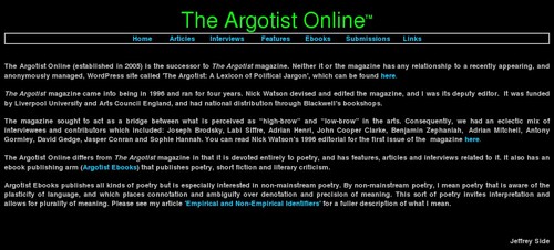 Photo of The Argotist Online