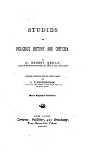 Cover of: Studies of Religious History and Criticism by Ernest Renan