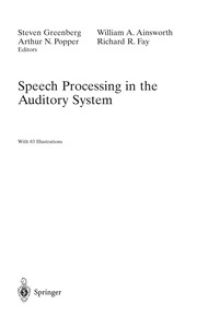 Cover of: Speech processing in the auditory system