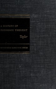 Cover of: A history of economic thought by Overton H. Taylor