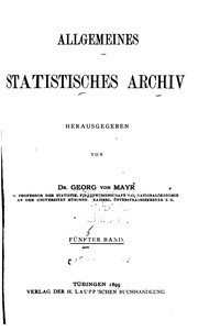 Cover of: Allgemeines statistisches Archiv