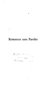 Cover of: Romances sans paroles ...
