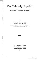 Cover of: Can Telepathy Explain?: Results of Psychical Research