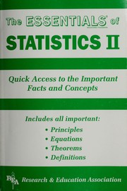 Cover of: The ESSENTIALS of statistics II