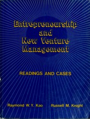 Entrepreneurship and new venture management by Raymond W. Y. Kao, Russell M. Knight