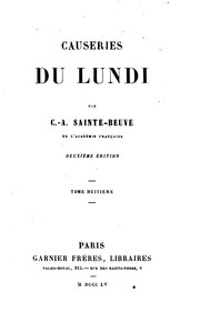 Cover of: Causeries du lundi by Charles Augustin Sainte-Beuve