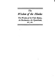 Cover of: The Wisdom of the Hindus: The Wisdom of the Vedic Hymns, the Upanishads, the ... by Brian Brown