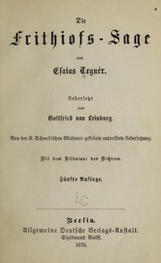 Cover of: Die Frithiofs-sage