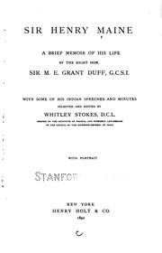 Cover of: Sir Henry Maine: A Brief Memoir of His Life