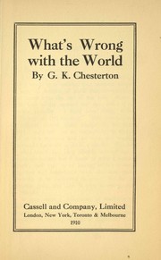 Cover of: What's wrong with the world. by Gilbert Keith Chesterton