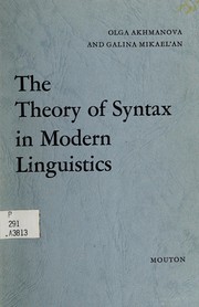 Cover of: The theory of syntax in modern linguistics.