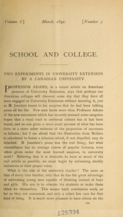 Cover of: Two experiments in university extension