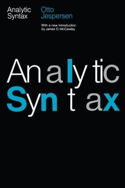 Cover of: Analytic syntax
