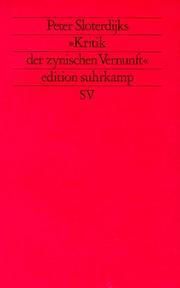 Cover of: Peter Sloterdijks Kritik der zynischen Vernunft. ( Neue Folge, 297).