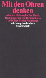 Cover of: Mit den Ohren denken: Adornos Philosophie der Musik