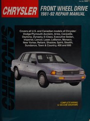 Cover of: Chilton's Chrysler front wheel drive 1981-92 repair manual