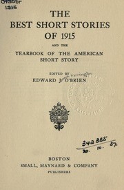 Cover of: The Best Short Stories of 1915: and the Yearbook of the American Short Story