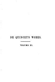 Cover of: The Works of Thomas De Quincey: Including All His Contributions to ...