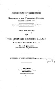 Cover of: The Cincinnati Southern Railway, a Study in Municipal Activity