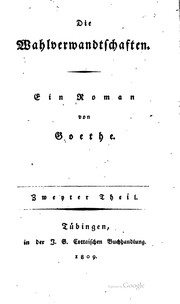 Cover of: Die Wahlverwandtschaften by Johann Wolfgang von Goethe