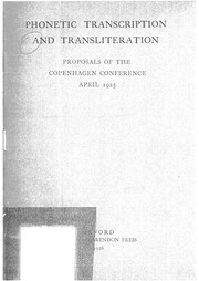 Cover of: Phonetic Transcription And Transliteration: Proposals of the Copenhagen Conference, April 1925