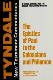 Cover of: Epistles of Paul to the Colossians and to Philemon