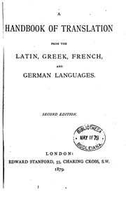 Cover of: A handbook of translation from the Latin, Greek, French, and German languages