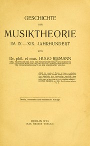 Cover of: Geschichte der musiktheorie im IX.-XIX. jahrhundert