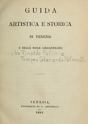 Cover of: Guida artistica e storica di Venezia e delle isole circonvicine by Pietro Selvatico