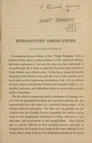 Cover of: Night thoughts on life, death and immortality. by Edward Young