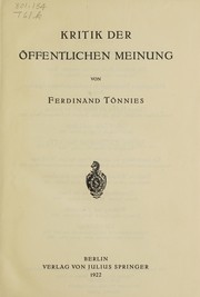 Cover of: Kritik der öffentlichen meinung