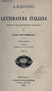 Cover of: Lezioni de litteratura italiana: dettate nell'Università di Napoli