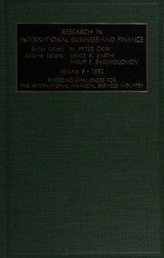 Cover of: Research in International Business and Finance: Emerging Challenges for the International Financial Services Industry : 1992 (Research in International Business and Finance)