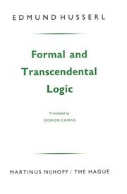 Cover of: Formal and Transcendental Logic