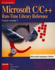 Cover of: Microsoft C/C++ Run-Time Library Reference: Covers Version 7 (Microsoft Languages Library)