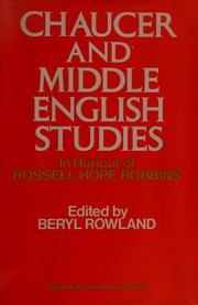 Cover of: Chaucer and Middle English studies in honour of Rossell Hope Robbins