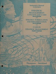 Cover of: Instructor's Manual to accompany Strategic Management:Concepts and Cases Sixth Edition-Strategy Formulation and Implementation Fifth Edition;Cases in Strategic Management Fourth Edition