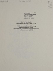 Cover of: COPE Program progress report for FY 92: COPE Advisory Council meeting : LaSells Stewart Center, Oregon State University, Corvallis, Oregon, June 2, 1992