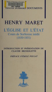 Cover of: L' Eglise et l'Etat: cours de Sorbonne inédit, 1850-1851