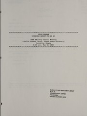 Cover of: COPE Program progress report for FY 90: COPE Advisory Council meeting : LaSells Stewart Center, Oregon State University, Corvallis, Oregon, May 30, 1990