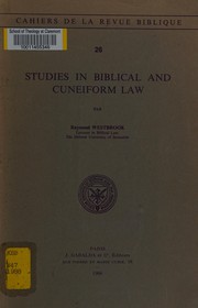 Studies in Biblical and cuneiform law by Raymond Westbrook
