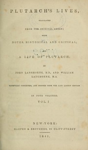 Cover of: Plutarch's Lives; Volume 1 by 