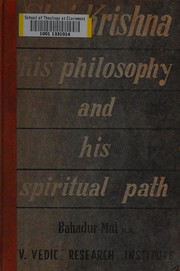 Cover of: Shri Krishna: his philosophy and his spiritual path