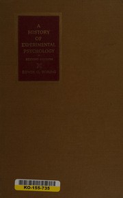 Cover of: A history of experimental psychology: 2d ed
