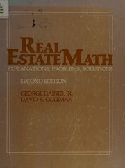 Cover of: Real estate math: explanations, problems, solutions