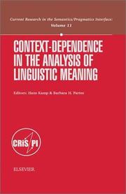 Cover of: Context-dependence in the analysis of linguistic meaning