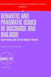 Cover of: Semantic and pragmatic issues in discourse and dialogue |