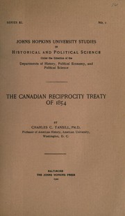 Cover of: The Canadian reciprocity treaty of 1854 by Tansill, Charles Callan