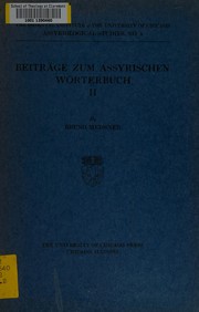 Cover of: Beitraege zum Assyrischen woerterbuch
