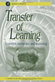 Cover of: Transfer of Learning: Cognition, Instruction, and Reasoning (Educational Psychology)
